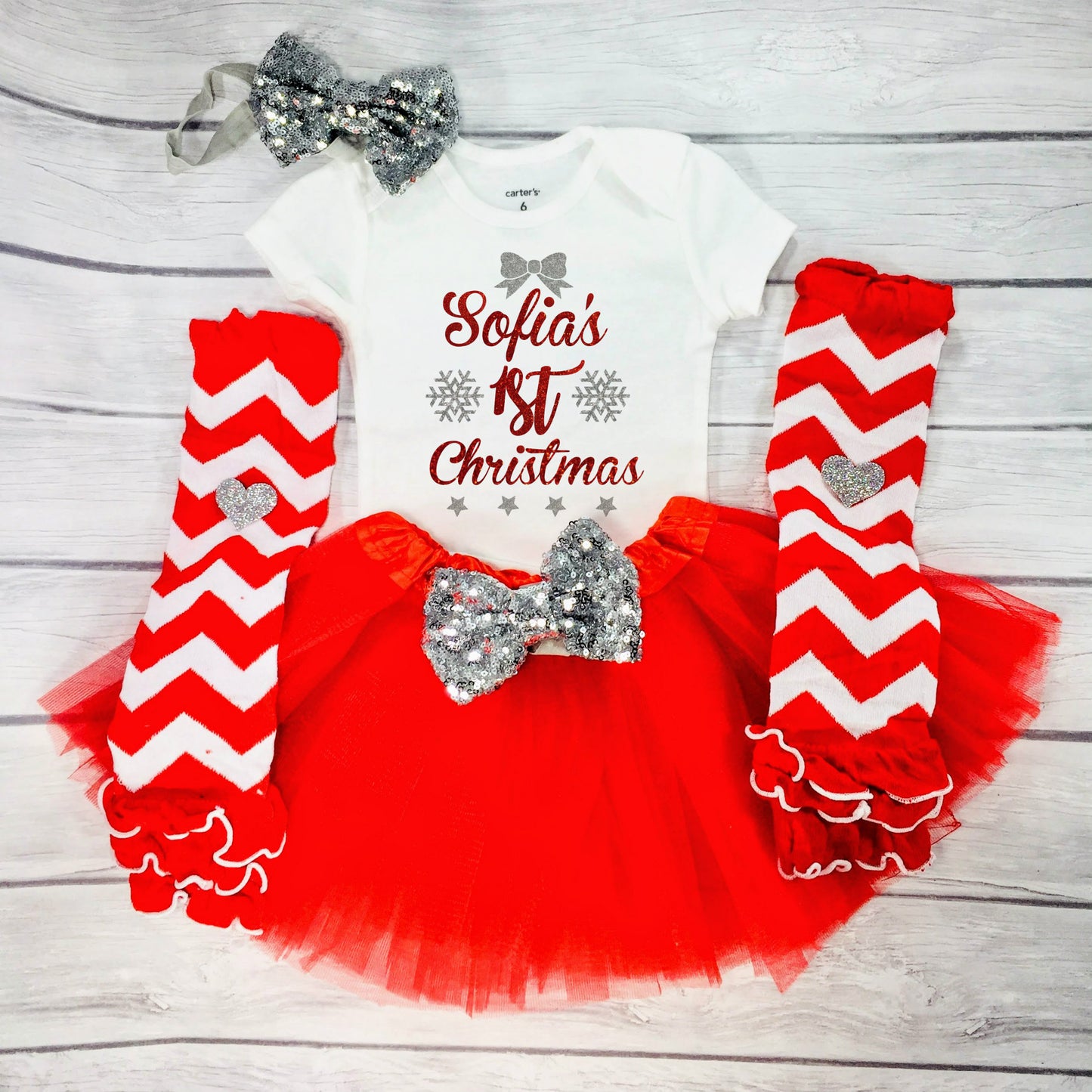 Baby Girl 1st Christmas Personalized Outfit, First Christmas Outfit