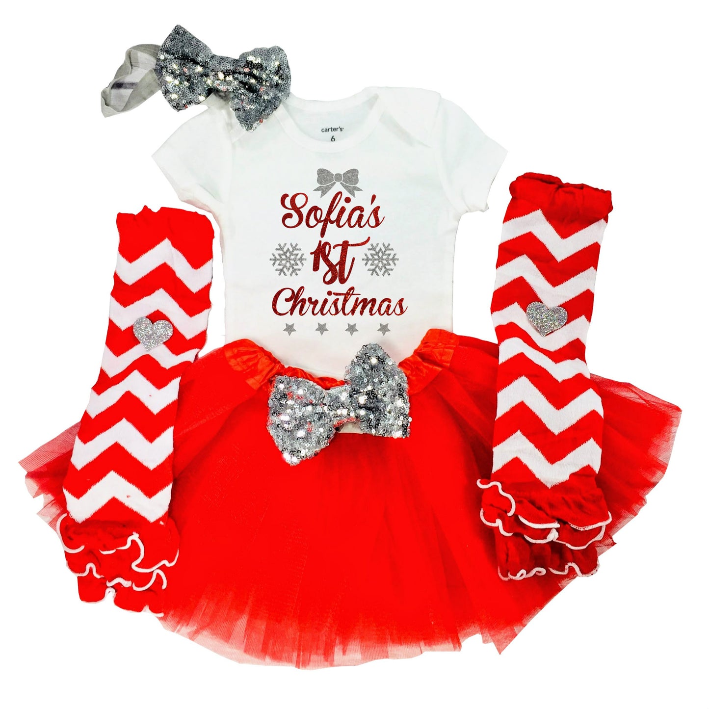 Baby Girl 1st Christmas Personalized Outfit, First Christmas Outfit - dipidoostudios