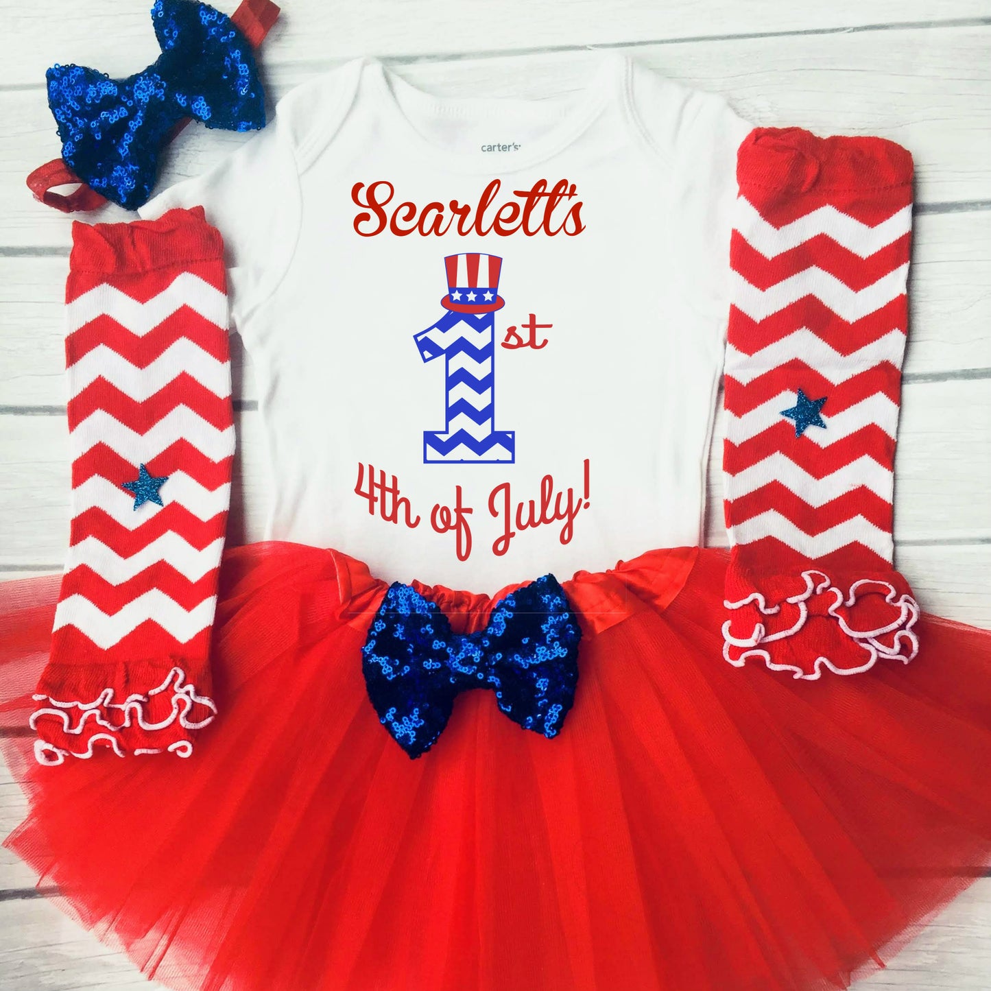 Personalized 1st 4th of July Outfit for Baby Girls 4th of July Tutu Set - dipidoostudios