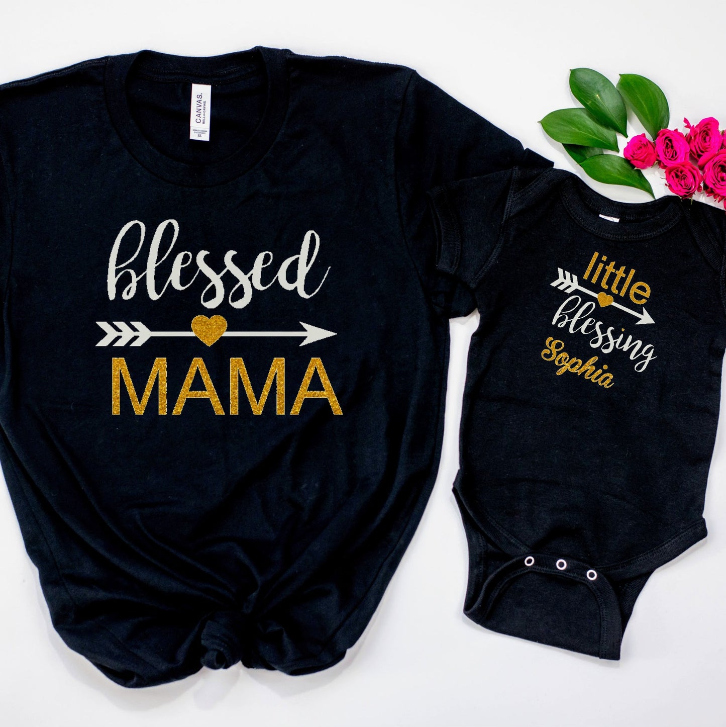 Mother's Day Cute Mom & Daughter Personalized Matching Outfits (Black) - dipidoostudios
