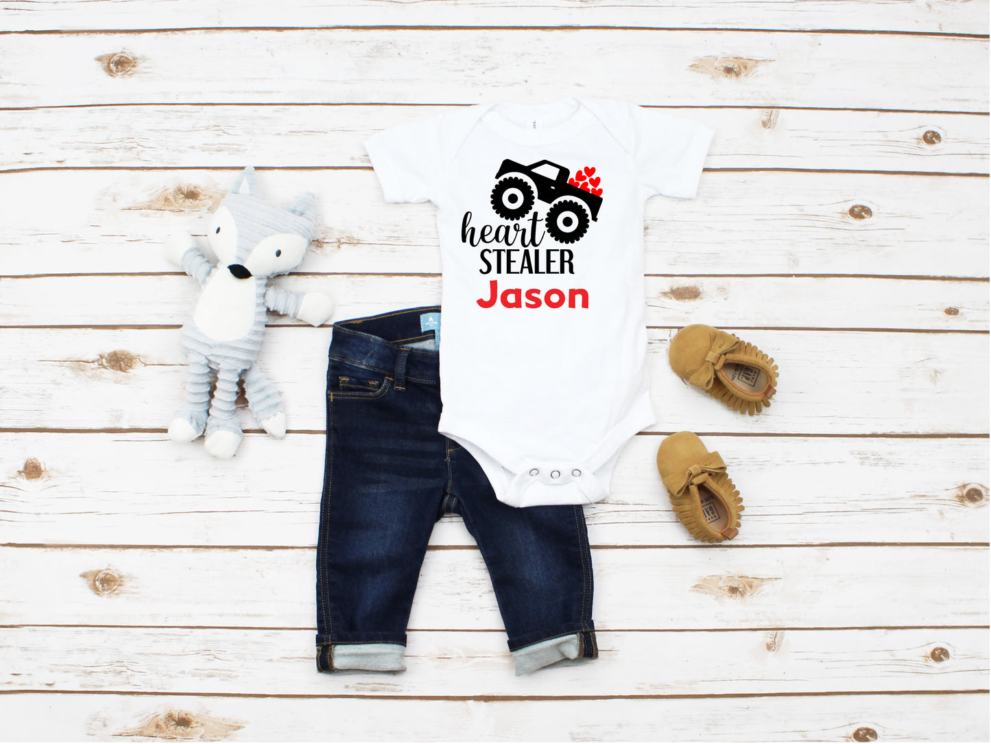 Boys Valentine Day Outfit Heart Stealer (with or w/o name) - dipidoostudios