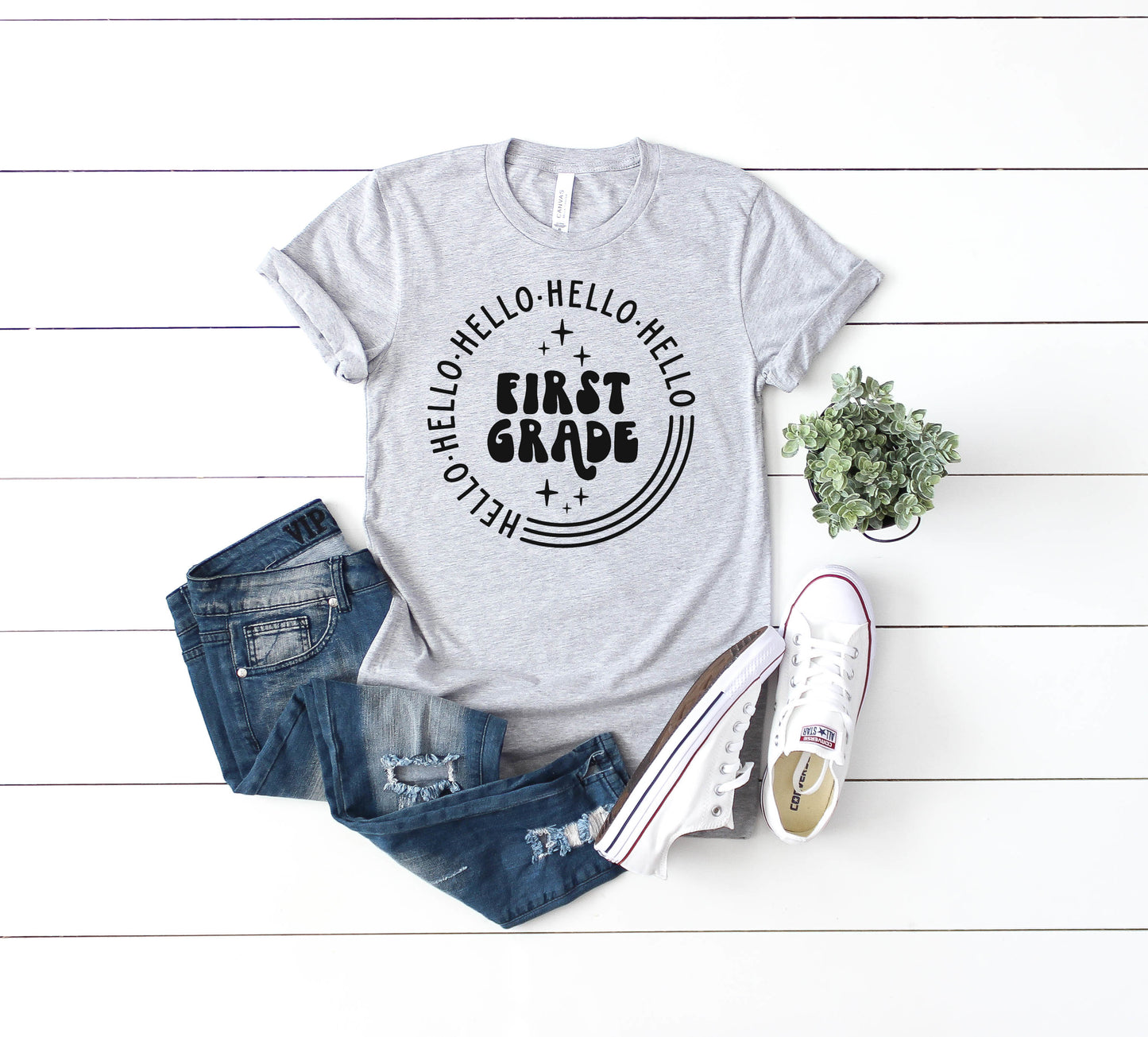 Hello Kindergarten Shirt, Back to School Shirt, Personalized Teacher Tee, Kindergarten Teacher Shirt, Retro tee, BTS Shirt