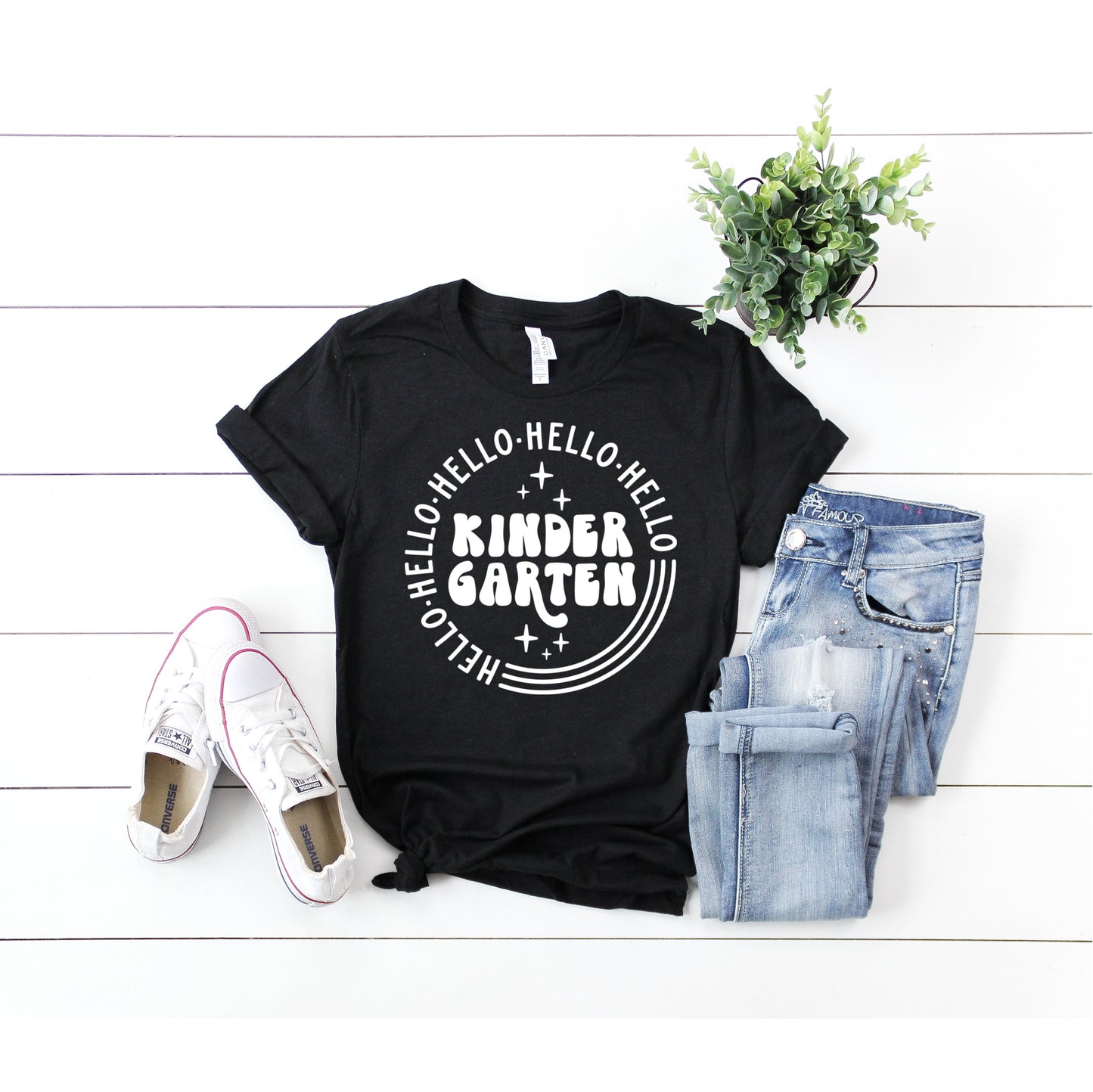 Hello Kindergarten Shirt, Back to School Shirt, Personalized Teacher Tee, Kindergarten Teacher Shirt, Retro tee, BTS Shirt