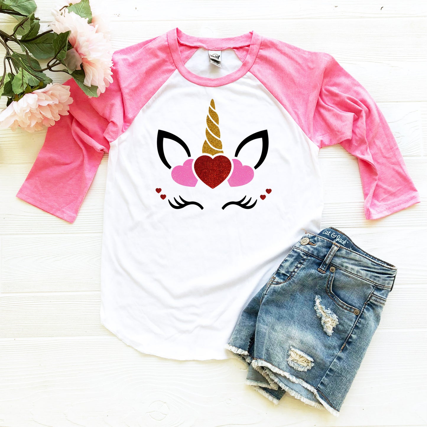 Girls Valentines Unicorn Shirt - Personalized Valentine Shirt
