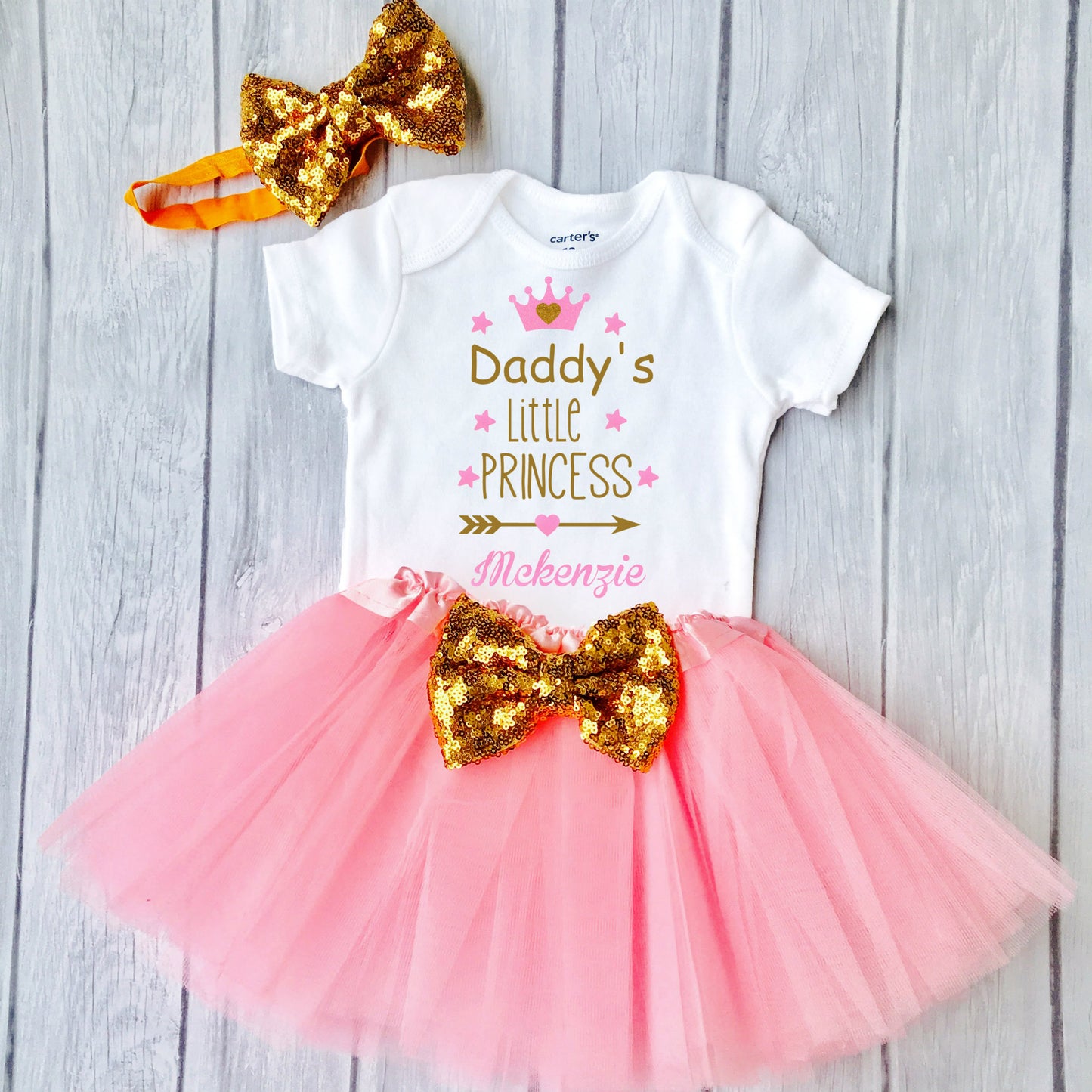 Daddy's little princess-Baby Girl 1st Happy Father’s Day Outfit Set - Personalized Adorable Outfit - dipidoostudios