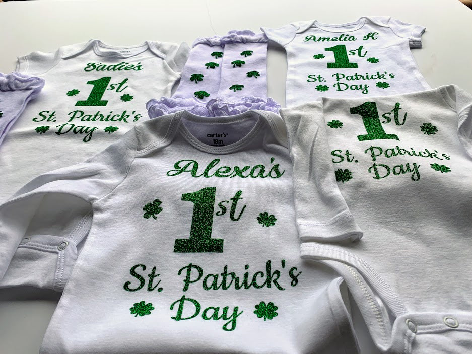 Personalized 1st St. Patricks Day Baby Girl Outfit - dipidoostudios