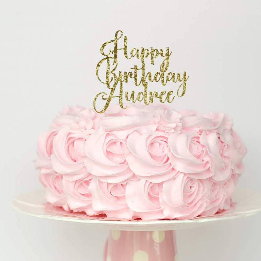 Birthday Cake Topper, Sparkly Gold Cake Topper - dipidoostudios