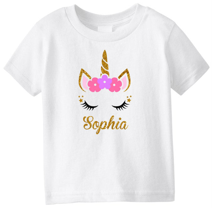 Toddler Girls First Birthday Outfit, special gift for your princess - Sparkly Gold Unicorn Design - dipidoostudios