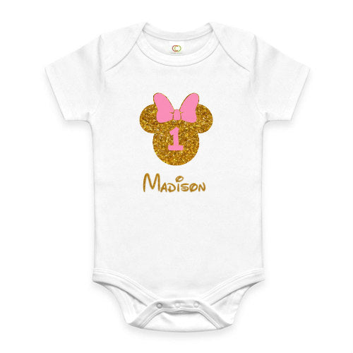 First Birthday Minnie Outfit, Little Girls First Birthday Tutu Outfit With Glittering Design