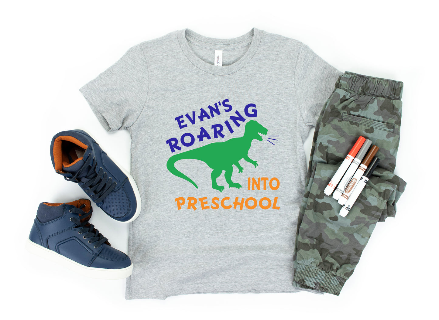 Roaring Into Preschool, Boys Preschool Shirt, Boys Back to School Shirt, First Day of Preschool Shirt, Personalized