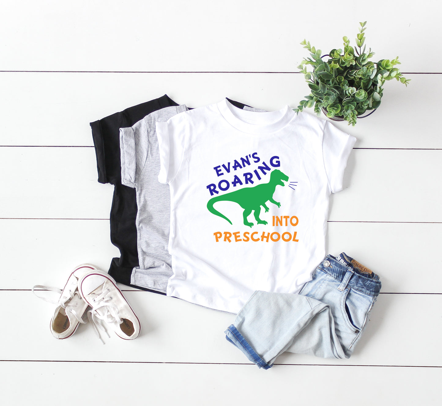 Roaring Into Preschool, Boys Preschool Shirt, Boys Back to School Shirt, First Day of Preschool Shirt, Personalized