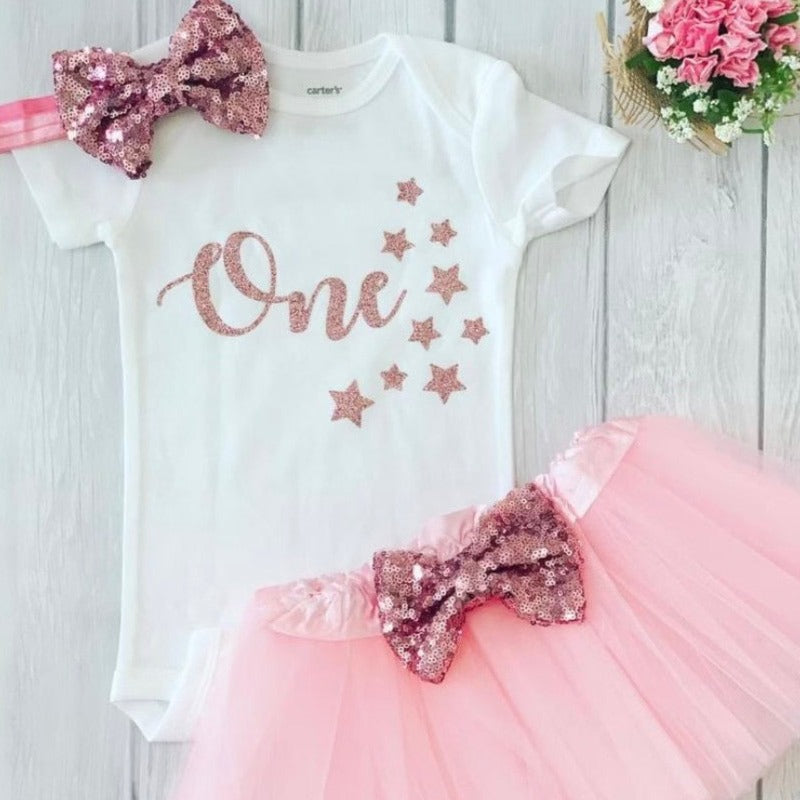 Personalized Girl First Birthday, Rose Gold First Birthday Outfit - dipidoostudios