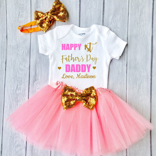 1st Fathers Day, Fathers Day Outfit Baby Girl, Happy Fathers Day, Personalized Outfit