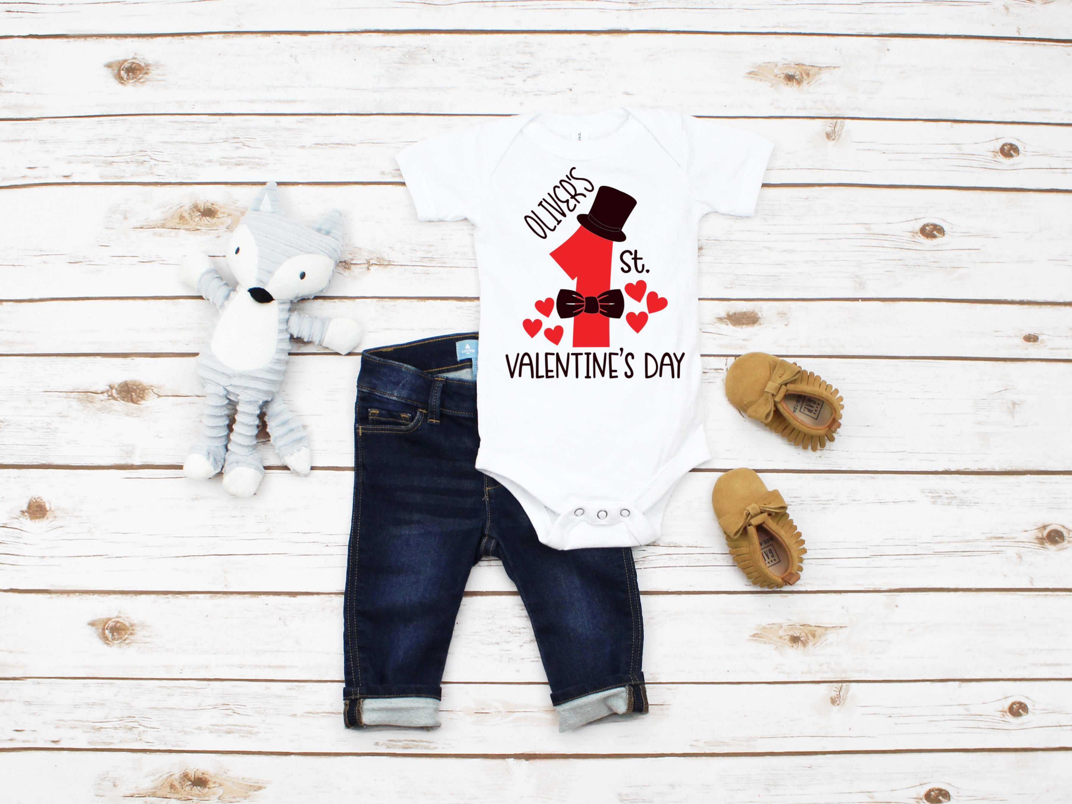 Personalized Baby Boy 1st Valentine s Day outfit with or w o name