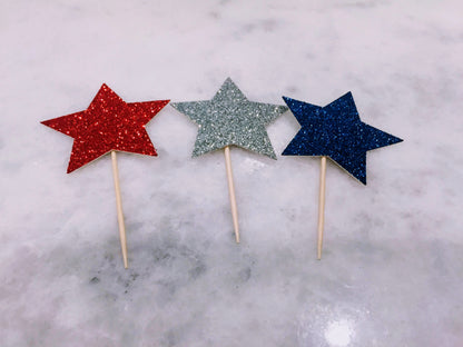 Fourth of July Dessert Topper, Sparkly independence day stars