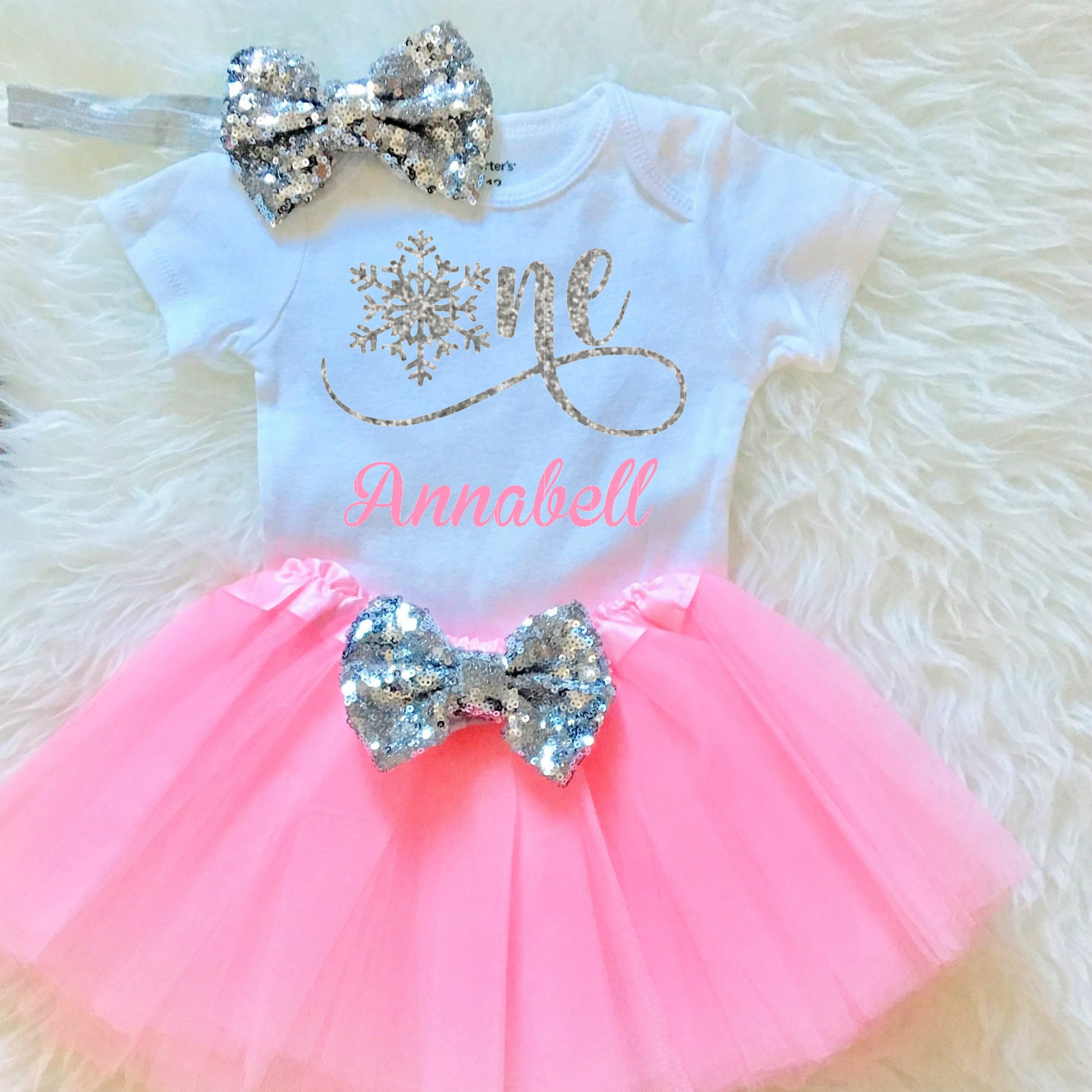 Winter Onederland 1st Birthday Outfit Baby Girl, Snowflake One Persona