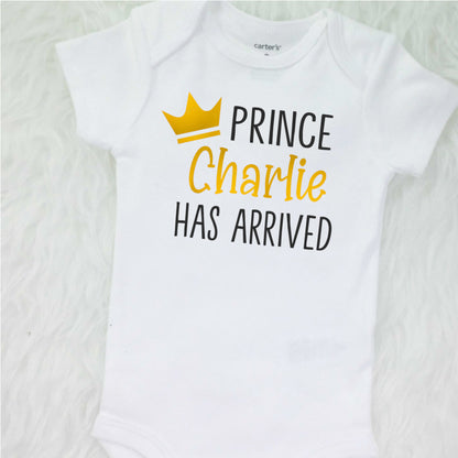 Newborn Boy Coming Home Outfit, Prince Has Arrived, Personalized