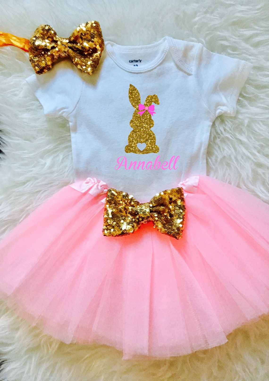easter dress baby girl Easter Dress Baby Girls Outfit With Pink Tutu Easter Bunny Shirt Top / Tutu / Long Sleeves / 3M