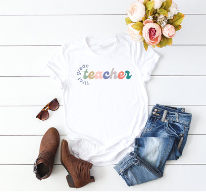 Kindergarten Teacher Shirt, Back to School Shirt, Grade Shirt, Personalized Teacher Tee, Grade School Shirt, Retro tee, BTS Shirt