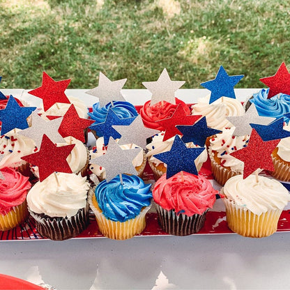 Fourth of July Dessert Topper, Sparkly independence day stars