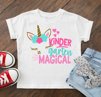 First Day Of School Shirt Girl's Kindergarten is Magical Outfit  - Personalize Name and Grade !!