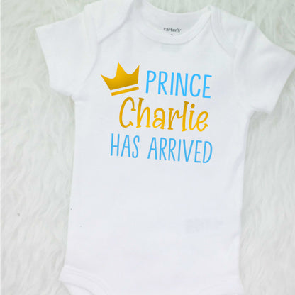 Newborn Boy Coming Home Outfit, Prince Has Arrived, Personalized