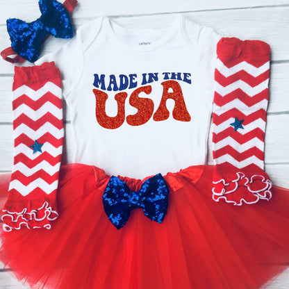 Made in the USA outfit, Girl's fourth of July Tutu Set, First Fourth of July Outfit