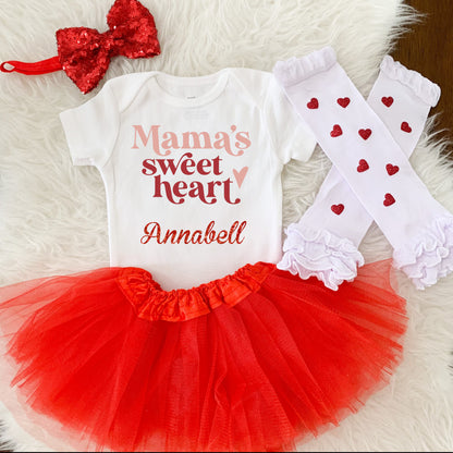 Mama's Sweetheart Shirt Personalized Girls Outfit With Red Tutu