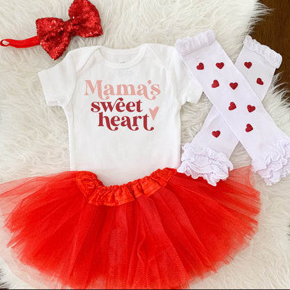 Mama's Sweetheart Shirt Personalized Girls Outfit With Red Tutu