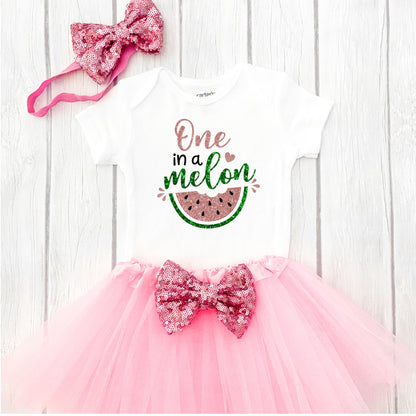 One In A Melon, Girl First Birthday, Pink Watermelon First Birthday Outfit