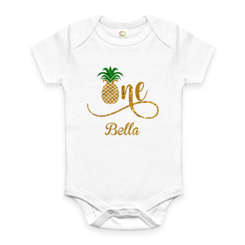 FunMunchkins First Birthday Outfit Pineapple One Summer Birthday Outfit Birthday Girl Luau Outfit Short Sleeve 6M Top Only