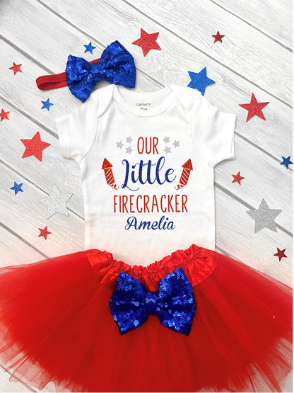 Our Little Firecracker, 1st Fourth of July Outfit, 4th of July Tutu Set