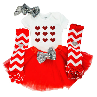 Personalized Valentine’s Day Outfit for Girls - Red Glittering Heart